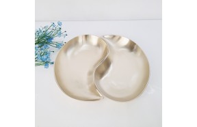 방짜 유기 나눔 접시 반달 그릇 구절판 놋 플레이트팅 한식 일식 주물 2p세트