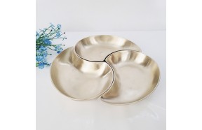방짜 유기 나눔 접시 반달 그릇 놋 구절판 플레이트팅 한식 일식 주물 3p세트
