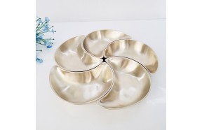 방짜 유기 나눔 접시 반달 그릇 놋 구절판 플레이트팅 한식 일식 주물 5p세트
