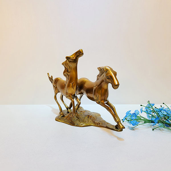말 조각상 조각품 쌍마 중 청동 황동 공예품 말장식품 조형물 개업 집들이 지인 선물 풍수 인테리어소품