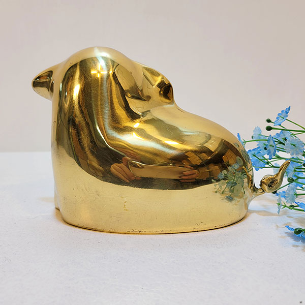 웃는 복돼지 소 유광 황동 청동 풍수 돈 행운 성공기원 돼지장식품 개업선물 주물 황금돼지