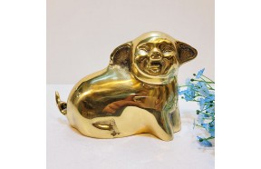 웃는 복돼지 소 유광 황동 청동 풍수 돈 행운 성공기원 돼지장식품 개업선물 주물 황금돼지