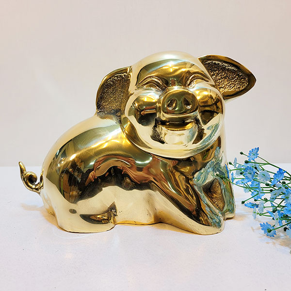 웃는 복돼지 대 유광 황금돼지 청동 황동 주물 풍수 재물복 성공기원 개업선물 돼지장식품