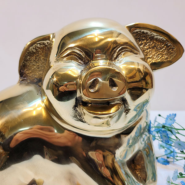 웃는 복돼지 대 유광 황금돼지 청동 황동 주물 풍수 재물복 성공기원 개업선물 돼지장식품