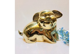 웃는 복돼지 대 유광 황금돼지 청동 황동 주물 풍수 재물복 성공기원 개업선물 돼지장식품