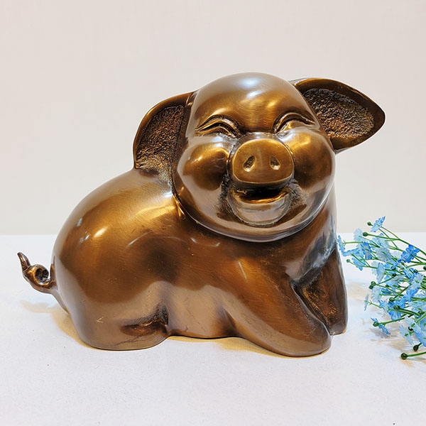 웃는 복돼지 대 브론즈 황금돼지 청동 황동 주물 신주 풍수 재물운 재물복 성공기원 복돼지