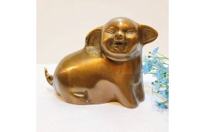 웃는 복돼지 소 브론즈 황동 청동 황금돼지 개업축하선물 풍수 돈 행운 돼지장식품