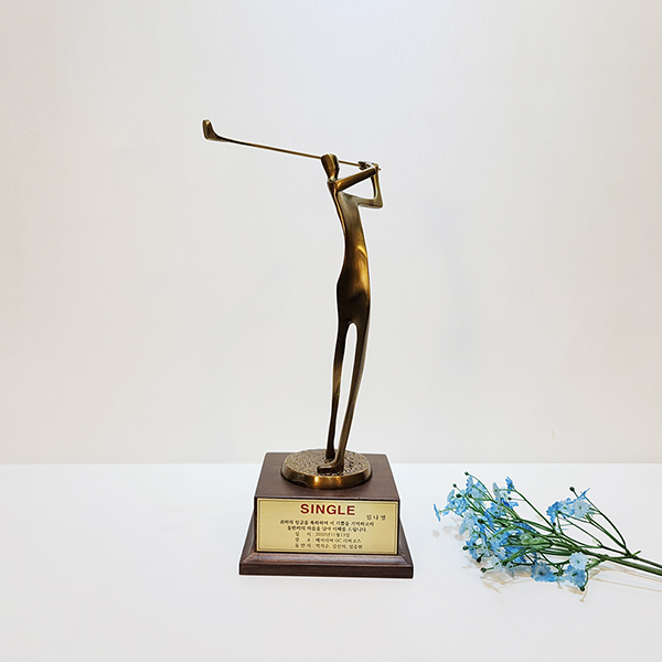 추상골프(소)상패/황동 청동 공예품 신주 주물 금속 인테리어소품 홀인원 이글패 싱글패 골프패