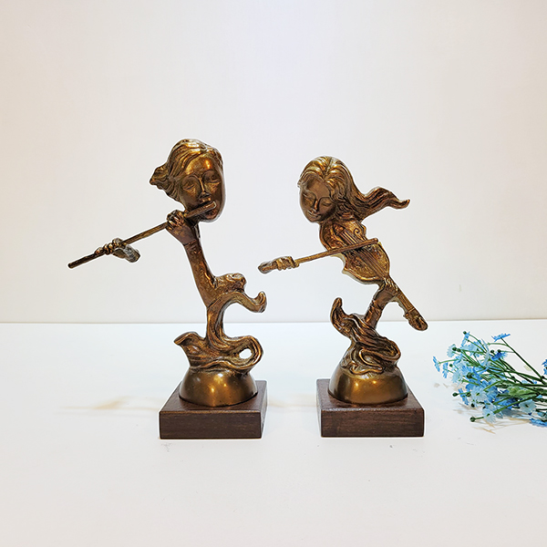 추상2중주(2호)악기/황동 청동 공예품 신주 주물 금속 조각품 인테리어소품 바이올린 플룻 연주