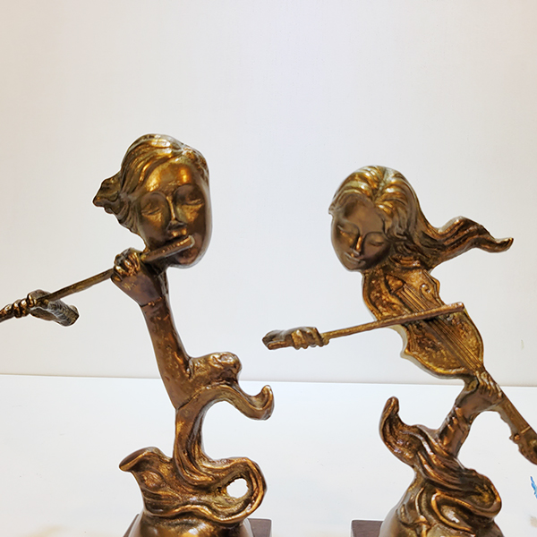 추상2중주(2호)악기/황동 청동 공예품 신주 주물 금속 조각품 인테리어소품 바이올린 플룻 연주