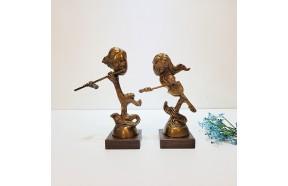 추상2중주(2호)악기/황동 청동 공예품 신주 주물 금속 조각품 인테리어소품 바이올린 플룻 연주