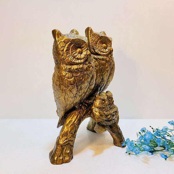 부엉이가족 조각상/황동 청동 공예품 신주 주물 금속 상패 조각품 조형물 생활소품 인테리어소품 부엉이