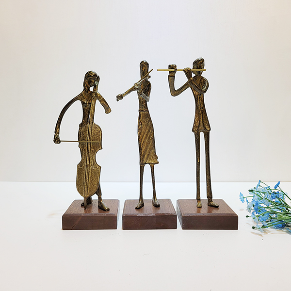 3중주악기 조각상/황동 청동 공예품 신주 주물 금속 조각품 인테리어소품 바이올린 플룻 첼로 연주 악기