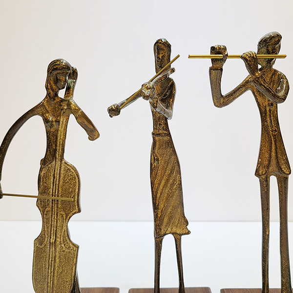 3중주악기 조각상/황동 청동 공예품 신주 주물 금속 조각품 인테리어소품 바이올린 플룻 첼로 연주 악기