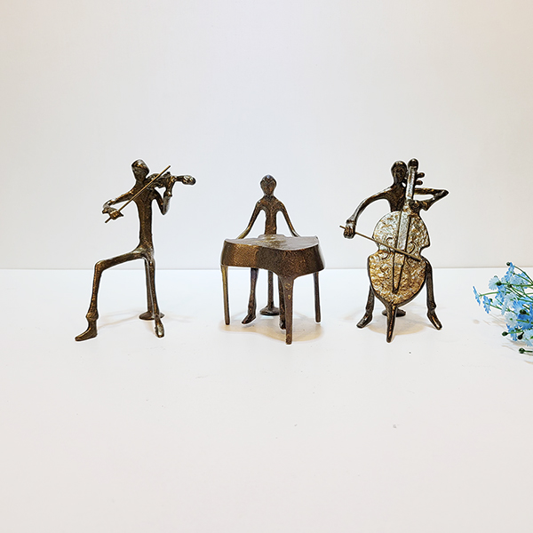 좌3중주(2호)악기 조각상/황동 청동 공예품 신주 주물 금속 조각품 인테리어소품 바이올린 첼로 피아노 연주