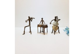 좌3중주(2호)악기 조각상/황동 청동 공예품 신주 주물 금속 조각품 인테리어소품 바이올린 첼로 피아노 연주