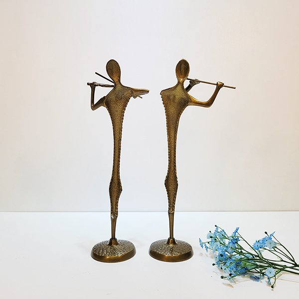 추상2중주악기 조각상/황동 청동 공예품 신주 주물 금속 조각품 인테리어소품 바이올린 연주 플룻 악기