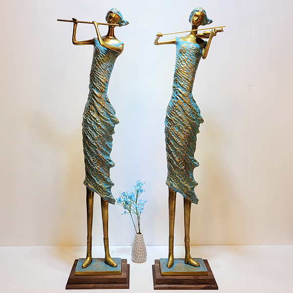 드레스 악기(특대)조각상/황동 청동 공예품 신주 주물 금속 조각품 조형물 인테리어소품 바이올린 연주 플룻 악기