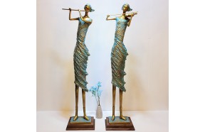 드레스 악기(특대)조각상/황동 청동 공예품 신주 주물 금속 조각품 조형물 인테리어소품 바이올린 연주 플룻 악기