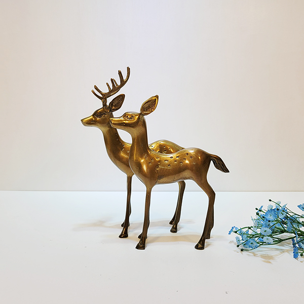 점사슴/황동 청동 공예품 신주 주물 금속 조각상 조각품 조형물 생활소품 인테리어소품