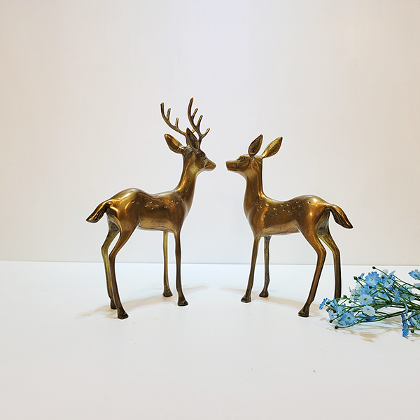 점사슴/황동 청동 공예품 신주 주물 금속 조각상 조각품 조형물 생활소품 인테리어소품