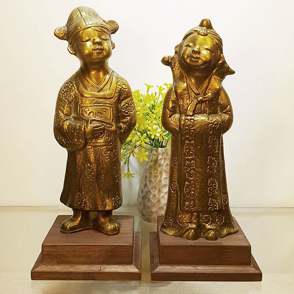 신랑각시/황동 청동 공예품 조각상 조각품 조형물 인테리어소품 장식용품 결혼선물 전통혼례