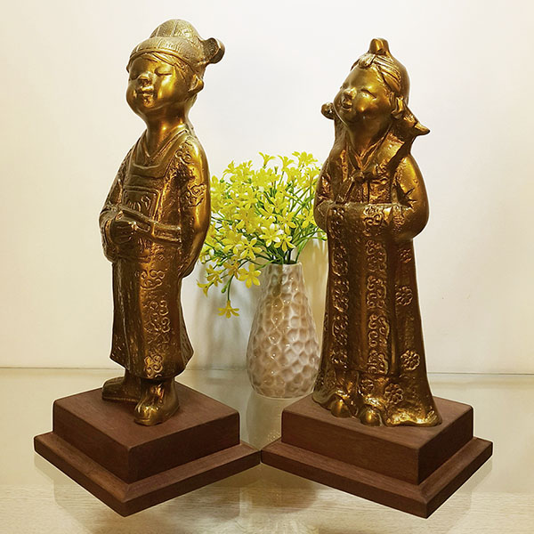 신랑각시/황동 청동 공예품 조각상 조각품 조형물 인테리어소품 장식용품 결혼선물 전통혼례
