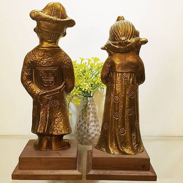 신랑각시/황동 청동 공예품 조각상 조각품 조형물 인테리어소품 장식용품 결혼선물 전통혼례