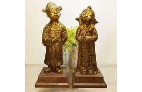 신랑각시/황동 청동 공예품 조각상 조각품 조형물 인테리어소품 장식용품 결혼선물 전통혼례