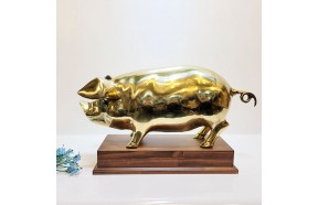 돼지(특대)상패/황동 청동 공예품 신주 주물 금속 상패 조각상 조각품 조형물 인테리어소품 황동돼지 기념패 우승패 추대패