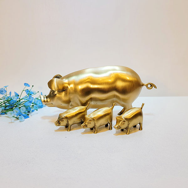 돼지가족(소)/황동 청동 공예품 신주 주물 금속 조각상 조각품 조형물 생활소품 인테리어소품 저금통(유광/무광)