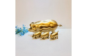돼지가족(소)/황동 청동 공예품 신주 주물 금속 조각상 조각품 조형물 생활소품 인테리어소품 저금통(유광/무광)