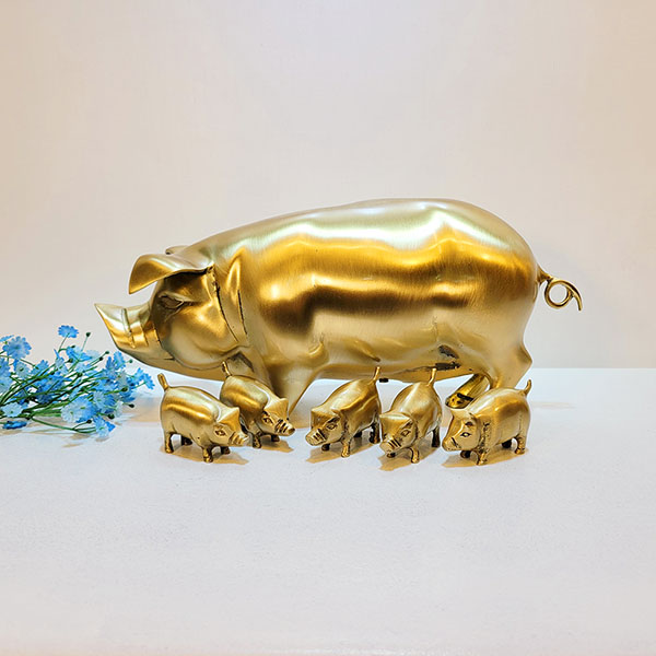돼지가족(대)/황동 청동 공예품 신주 주물 금속 조각상 조각품 조형물 생활소품 인테리어소품 저금통(유광/무광)