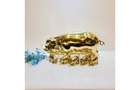 돼지가족(대)/황동 청동 공예품 신주 주물 금속 조각상 조각품 조형물 생활소품 인테리어소품 저금통(유광/무광)