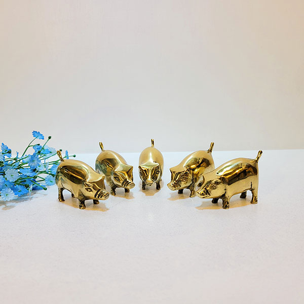 미니돼지/황동 청동 공예품 신주 주물 금속 조각상 조각품 조형물 인테리어소품 장식용품
