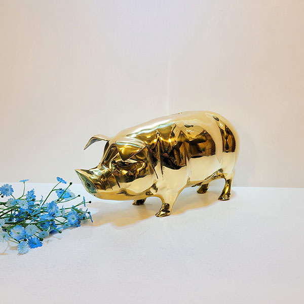 유광 돼지 장식품(대)/황동 청동 공예품 신주 주물 금속공예 조각상 조각품 조형물 인테리어소품 장식품 복 황금