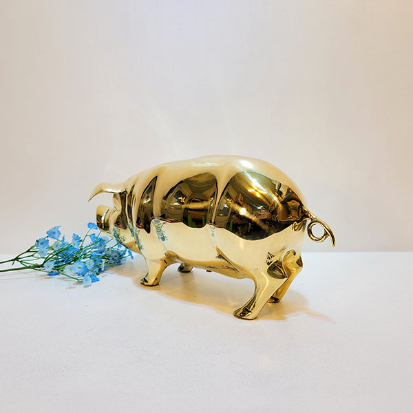 유광 돼지 장식품(대)/황동 청동 공예품 신주 주물 금속공예 조각상 조각품 조형물 인테리어소품 장식품 복 황금
