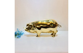 유광 돼지 장식품(대)/황동 청동 공예품 신주 주물 금속공예 조각상 조각품 조형물 인테리어소품 장식품 복 황금