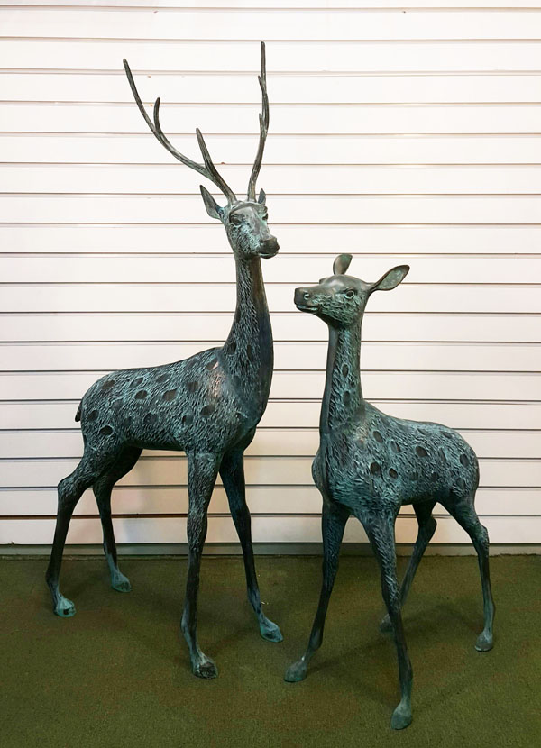 사슴(특대)녹청/황동 청동 공예품 신주 주물 금속 조각상 조각품 조형물 전원주택 조경 인테리어소품 사슴 장식용품 브론즈 녹청