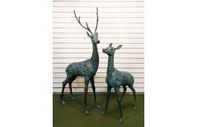 사슴(특대)녹청/황동 청동 공예품 신주 주물 금속 조각상 조각품 조형물 전원주택 조경 인테리어소품 사슴 장식용품 브론즈 녹청