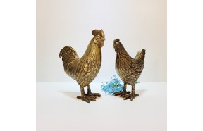 암닭 수닭 조각상/황동 청동 공예품 신주 주물 금속 조각품 조형물 생활소품 인테리어소품 장식소품