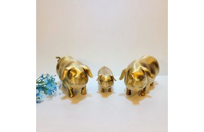 신돼지가족 조각상/청동 황동 공예품 금속 신주 주물 조형물 인테리어소품 조각품 황금 장식품 모형 인테리어소품 집들이선물 개업선물