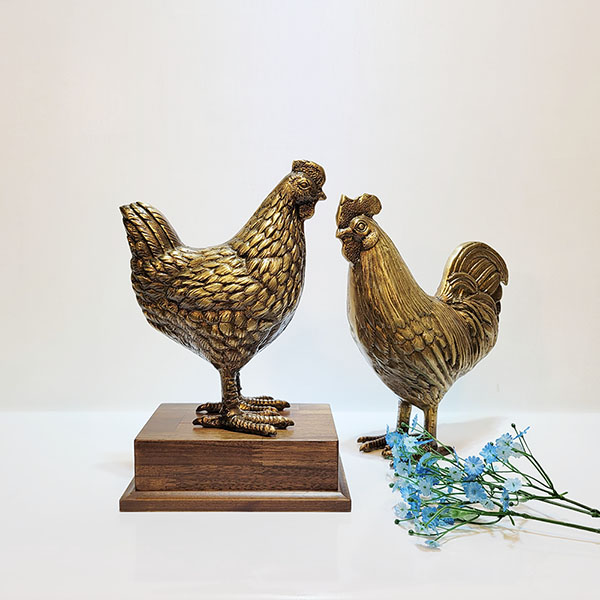 닭 모형 상패/ 암닭 수닭 황동 청동 공예품 주물 조각상 조각품 조형물 인테리어소품 감사패 우승패 기념패