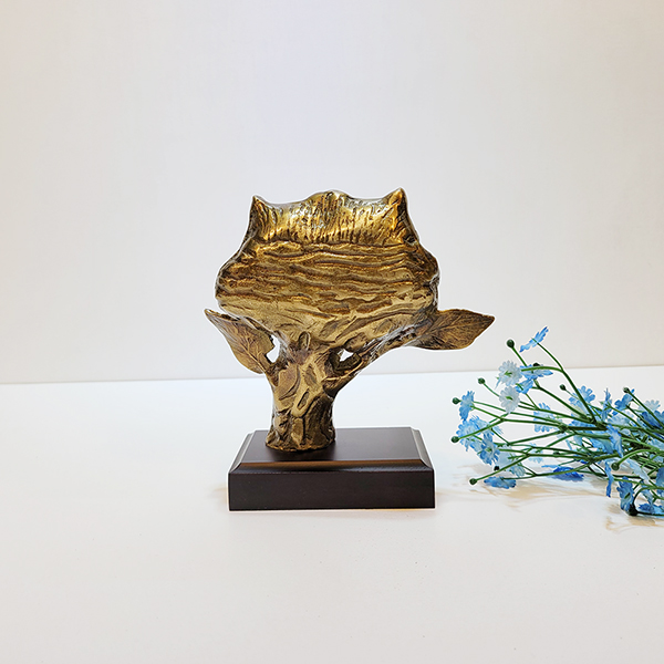 둥지부엉이 조각상/청동 황동 공예품 신주 주물 금속 조각품 조형물 인테리어소품 부엉이