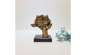 둥지부엉이 조각상/청동 황동 공예품 신주 주물 금속 조각품 조형물 인테리어소품 부엉이