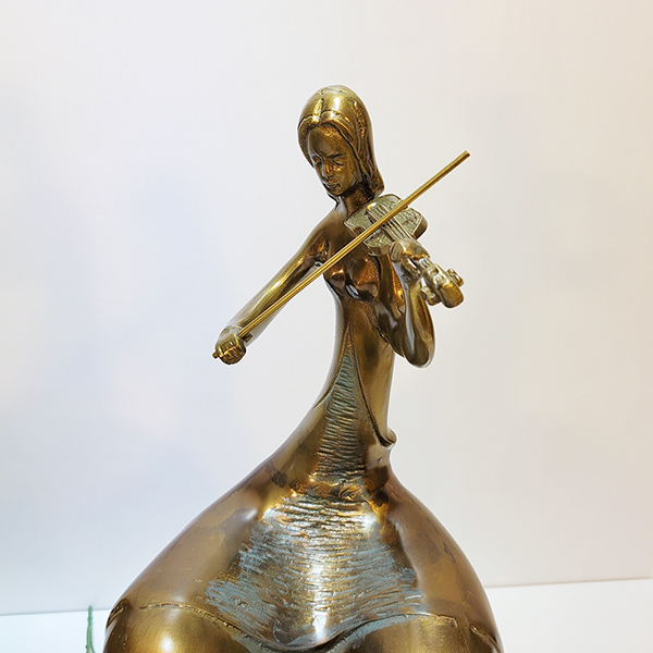현악2중주악기 조각상 황동 청동 공예품 장식품 조각품 조형물 인테리어 바이올린 플룻연주