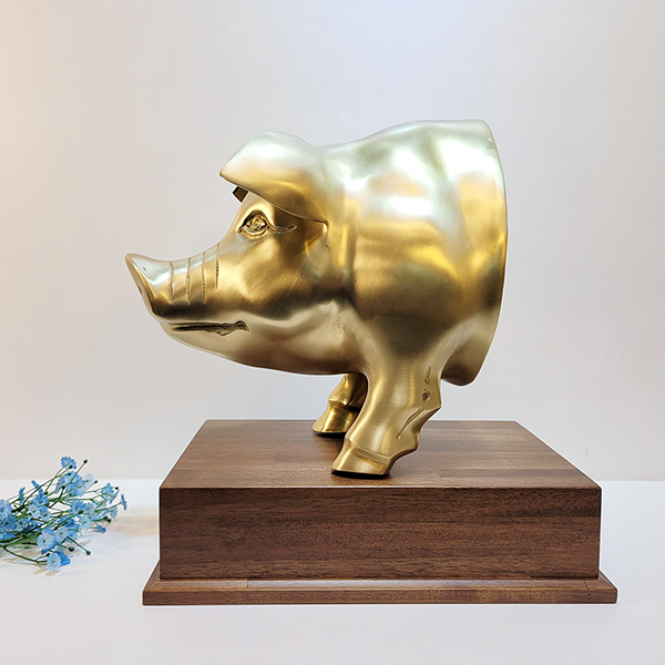 추상 돼지 상패/황동 청동 공예품 우승패 기념패 돼지조각상 장식품 조각품 복 행운 풍수인테리어소품
