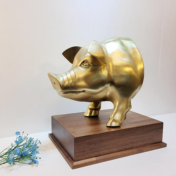 추상 돼지 상패/황동 청동 공예품 우승패 기념패 돼지조각상 장식품 조각품 복 행운 풍수인테리어소품