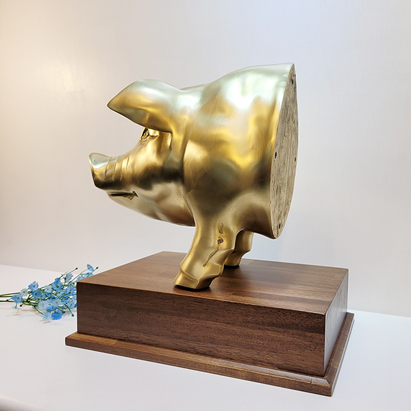 추상 돼지 상패/황동 청동 공예품 우승패 기념패 돼지조각상 장식품 조각품 복 행운 풍수인테리어소품
