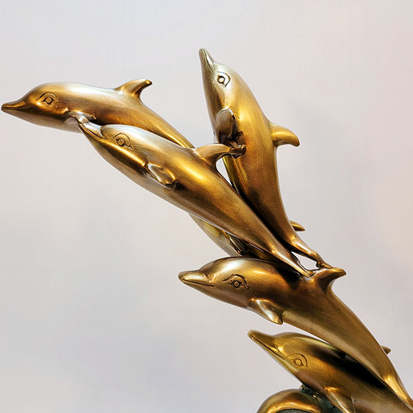 돌고래 6마리/청동 황동 공예품 동물 조각상 조형물 조각품 금속 주물 인테리어소품 개업선물